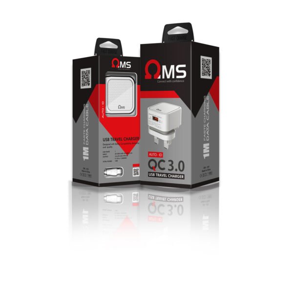 OMS 0M-418 S4 18W QC 3.0 USB TRAVEL CHARGER WITH FAST CHARGING MICRO-USB TO USB DATA CABLE(1M)