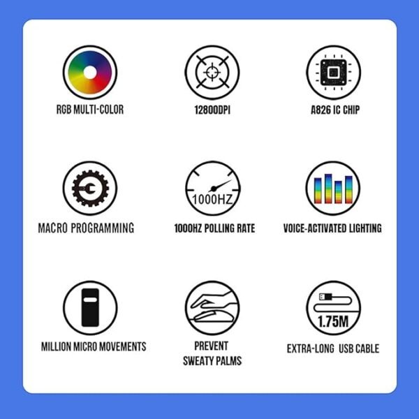 61zld8YhFBL._AC_SX679_ WIRED GAMING MOUSE 10 BUTTON MACRO PROGRAMMABLE 13 RGB LIGHTING MODES 6 SPEED 12800DPI WIRED RGB GAMING MOUSE